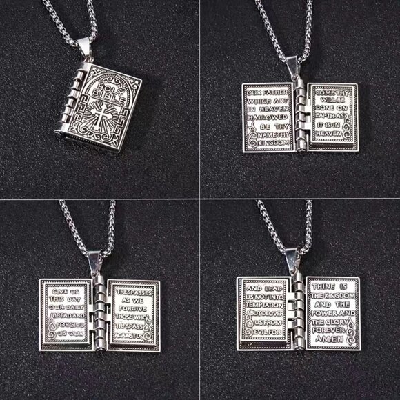 Holy Bible with The Lord's Prayer Necklace / Pendant #858 - Picture 10 of 16
